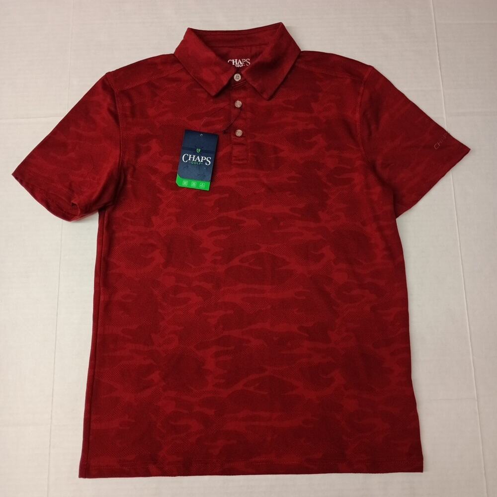 Chaps Golf Camo Jacquard Polo Shirt Mens S Red 4-Way Stretch